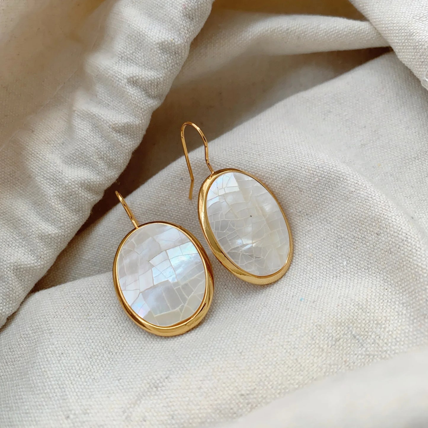 Brass With 18K Gold Natural Shell  Earring Women  Jewelry Punk Designer Club Cocktail  Party Boho Japan Korean