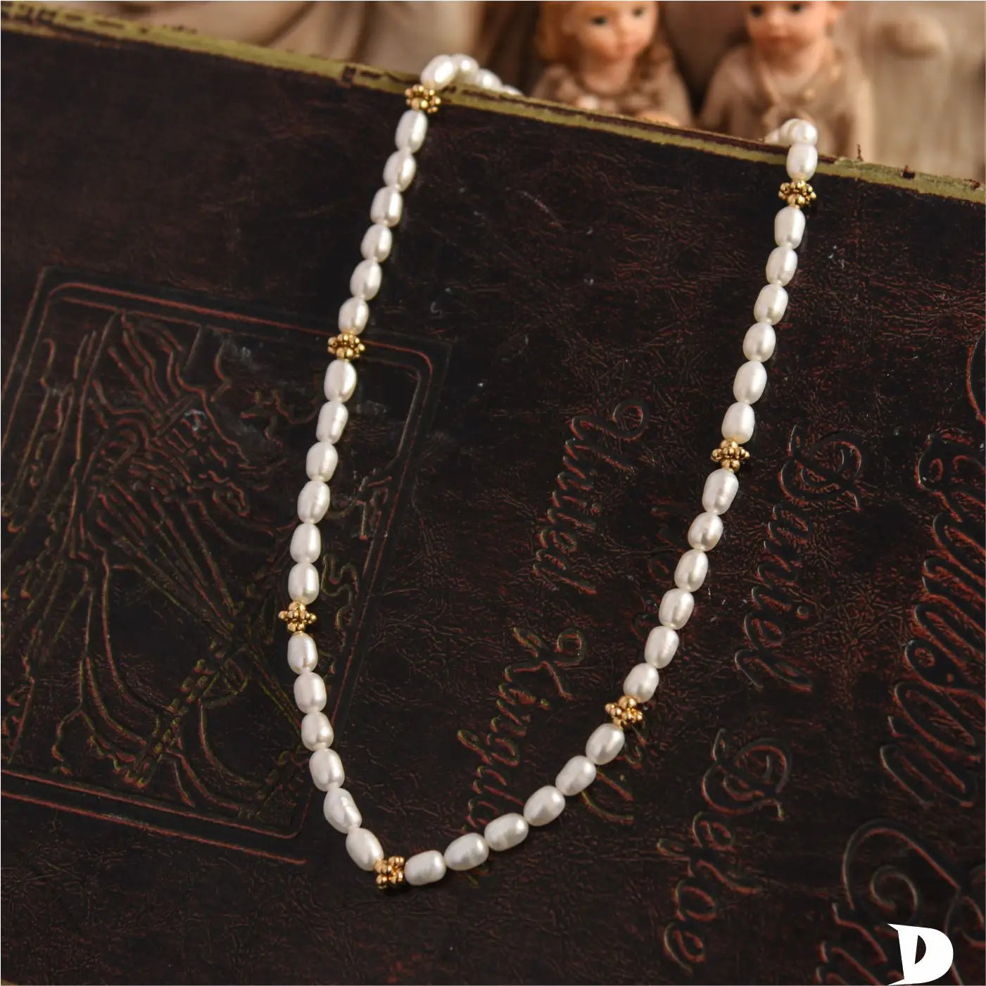 Brass With 18K Freshwater Pearl Natural Beads Necklace Women Jewelry Punk Designer Runway Rare Gown Boho Japan Korean