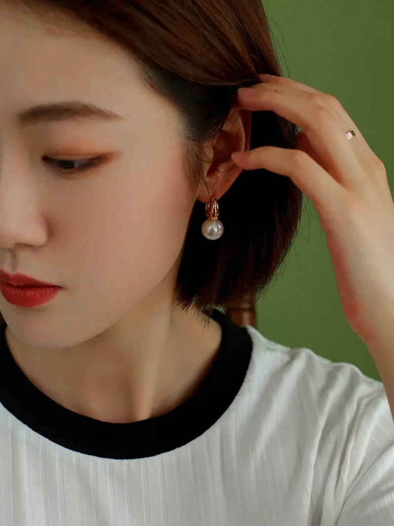 Brass Sweety Black Jade Pearl Earrings Women Jewelry Punk Party T Show Gown Runway Korean Japan INS