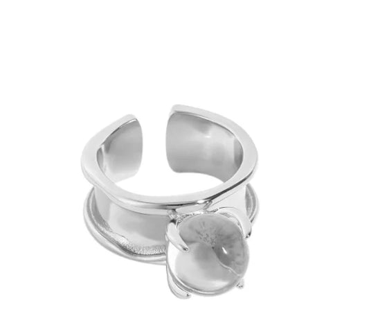 Brass Crystal Ball Rings Women Jewelry Punk Style Designer Club Cocktail Party Gown Amazing Trendy Boho Korean Japan