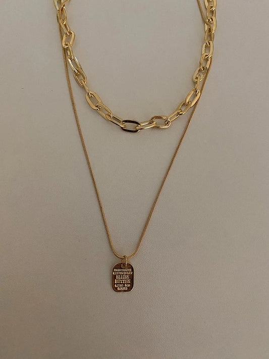 Titanium With 18K Gold Layered Chains Choker Necklace Women Jewelry OL Designer T Show Runway Sweety Boho Japan Korean INS Hot