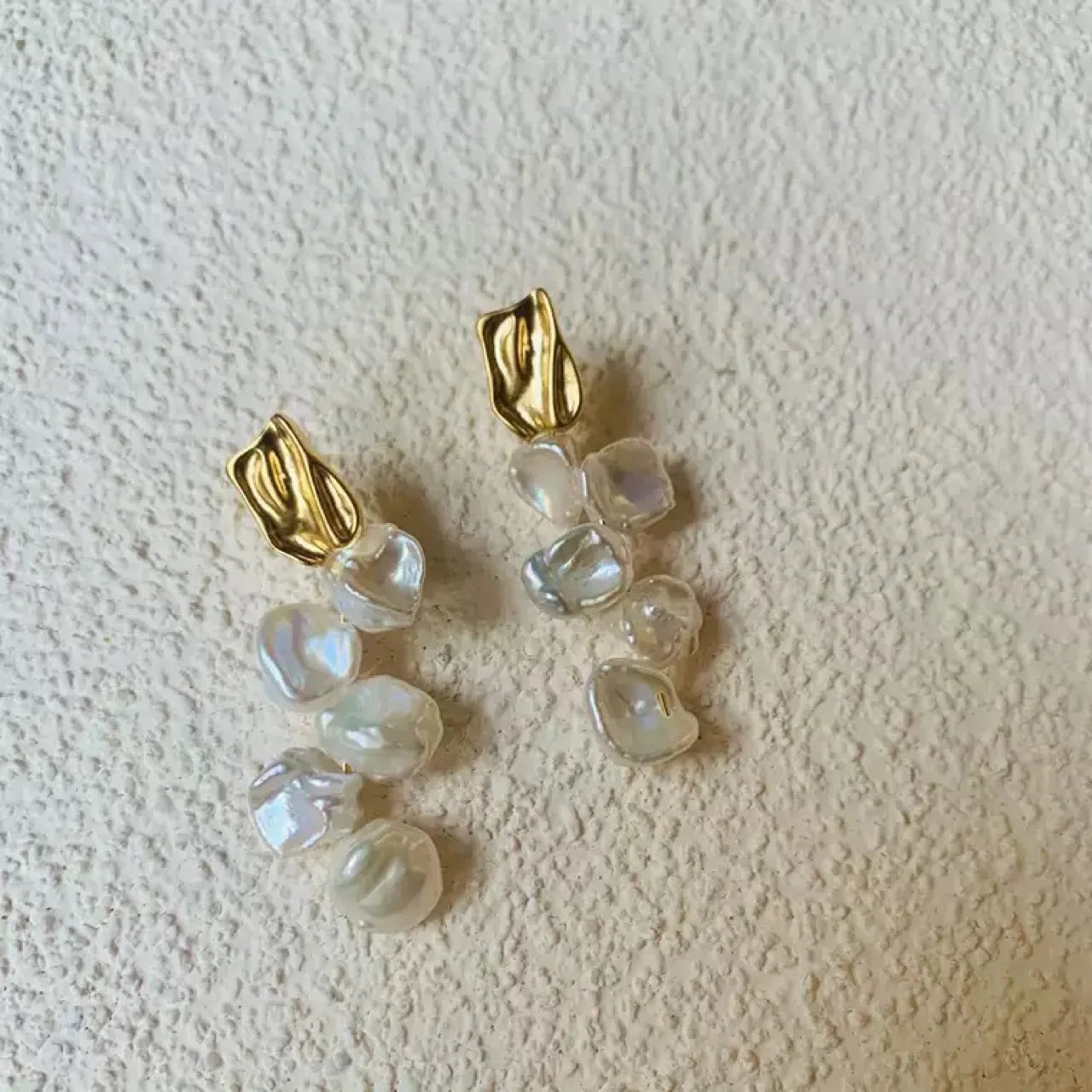 Brass Natural Floral Baroque Pearl Earrings Women Jewelry Punk Party T Show Gown Runway Korean Japan INS