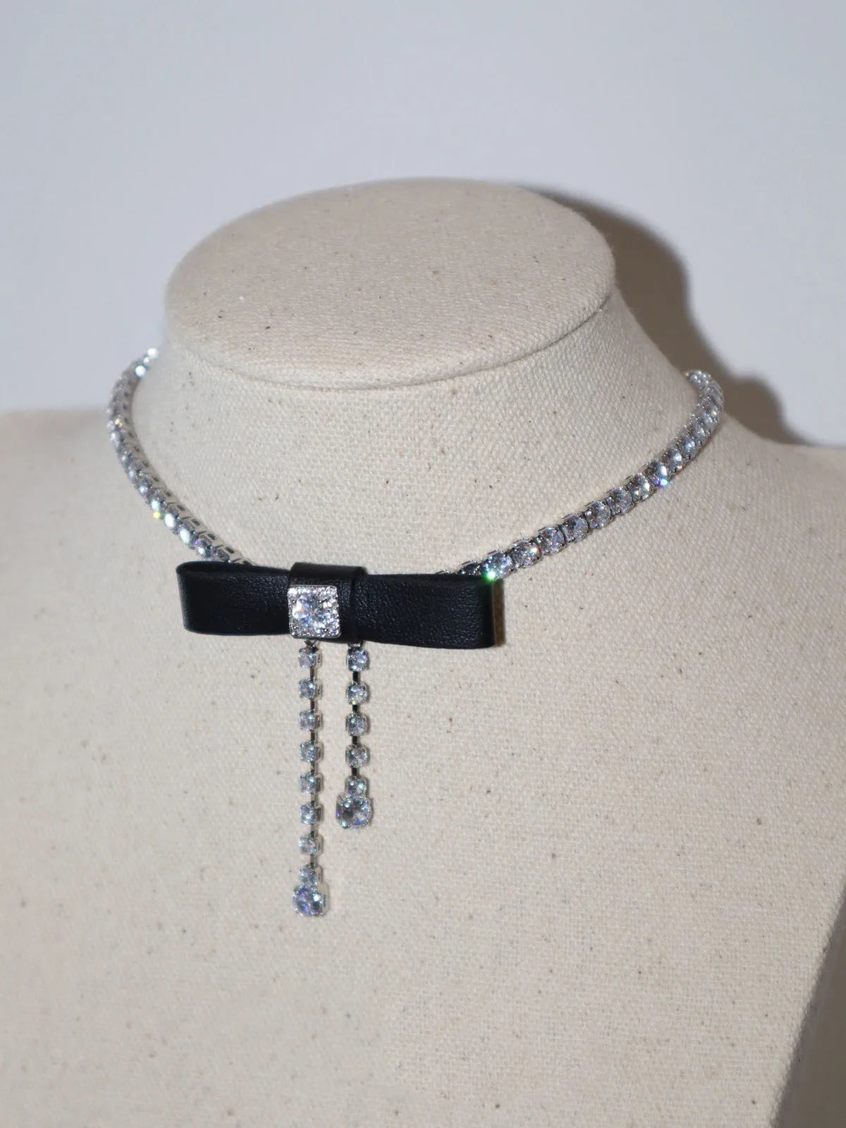 Brass AAA Zircon Leather Knot Necklace Earrings  Women Jewelry Punk Designer Runway Gown Boho Japan Korean