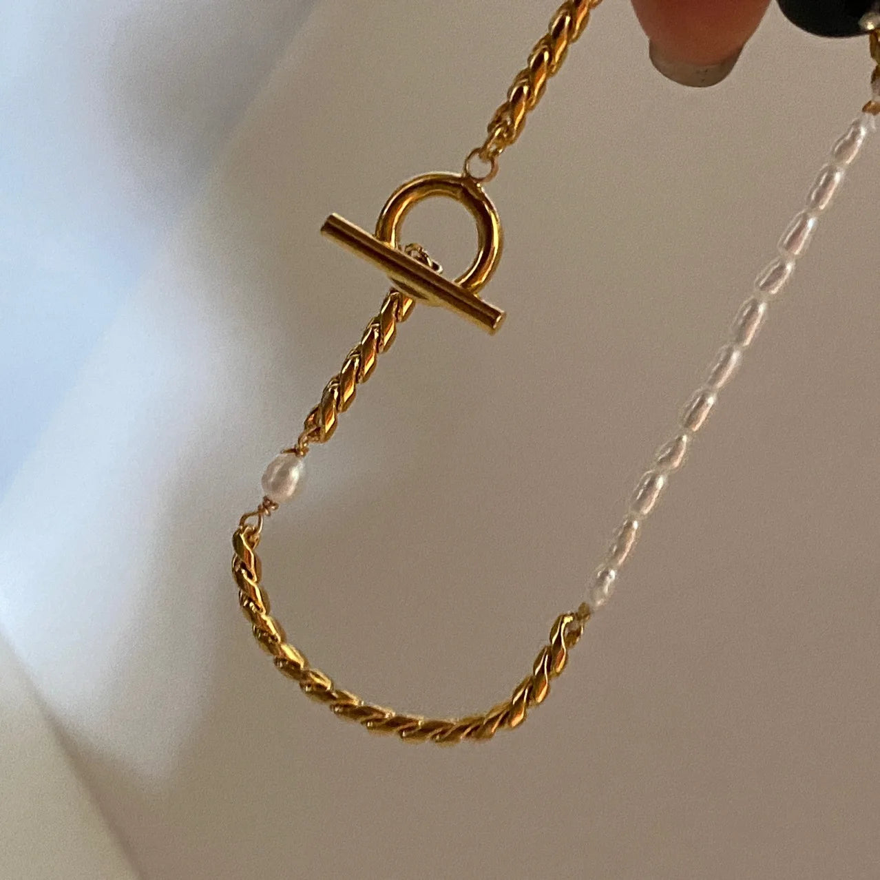 Brass With 18K Real Pearl OT Chain  Bracelet Women Jewelry Chic Gown Party T Show Sweet Boho Trendy OL Simply INS Japan Korean