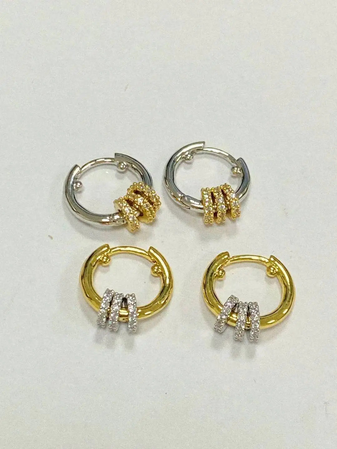 Brass With 18K Gold AAA Zircon Tripe Ring Hoop Earrings Women Jewelry Party T Show Gown Punk Gothic Top Runway Korean Japan