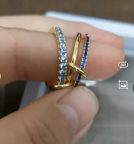 AAA Zircon Multi Color Link Chain Rings Women Jewlery Designer T Show Club Cocktail Party Rare Japan Korean INS