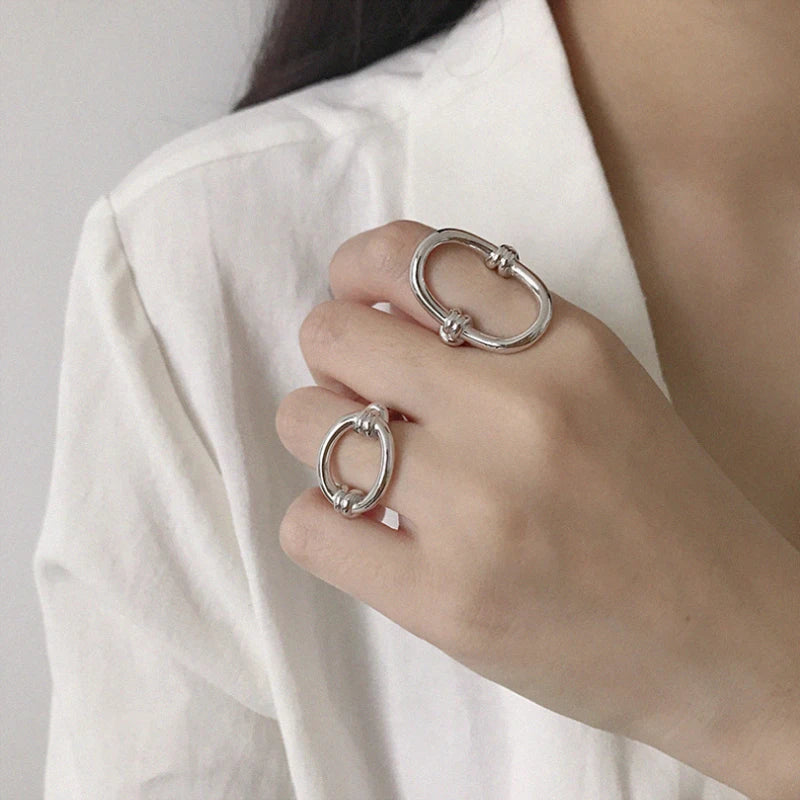 Titanium Geo Solid Statement Ring Women Jewelry Punk Party Designer Club Cocktail  Party Gown Amazing Gift Trendy Top Japan
