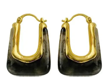 Brass Colorful Clear Resin Earrings Women Jewelry Punk Designer Runway Rare Simply Gown Boho Japan Korean