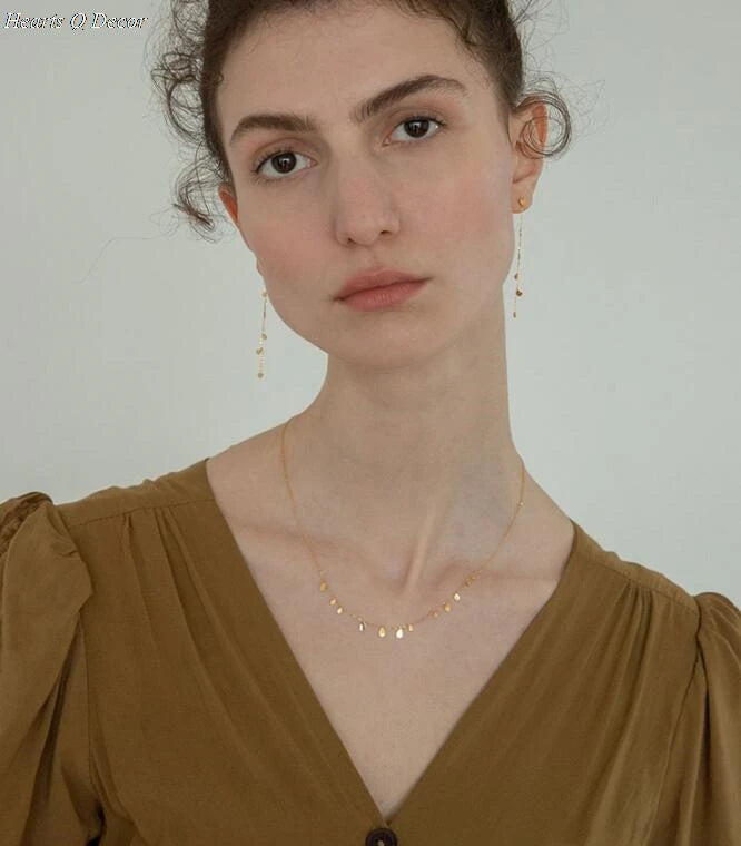 Titanium Waterdrop Square Charms Choker Necklace Punk Statement Designer T Show Runway Gown Sweety Boho Amazing Jewelry