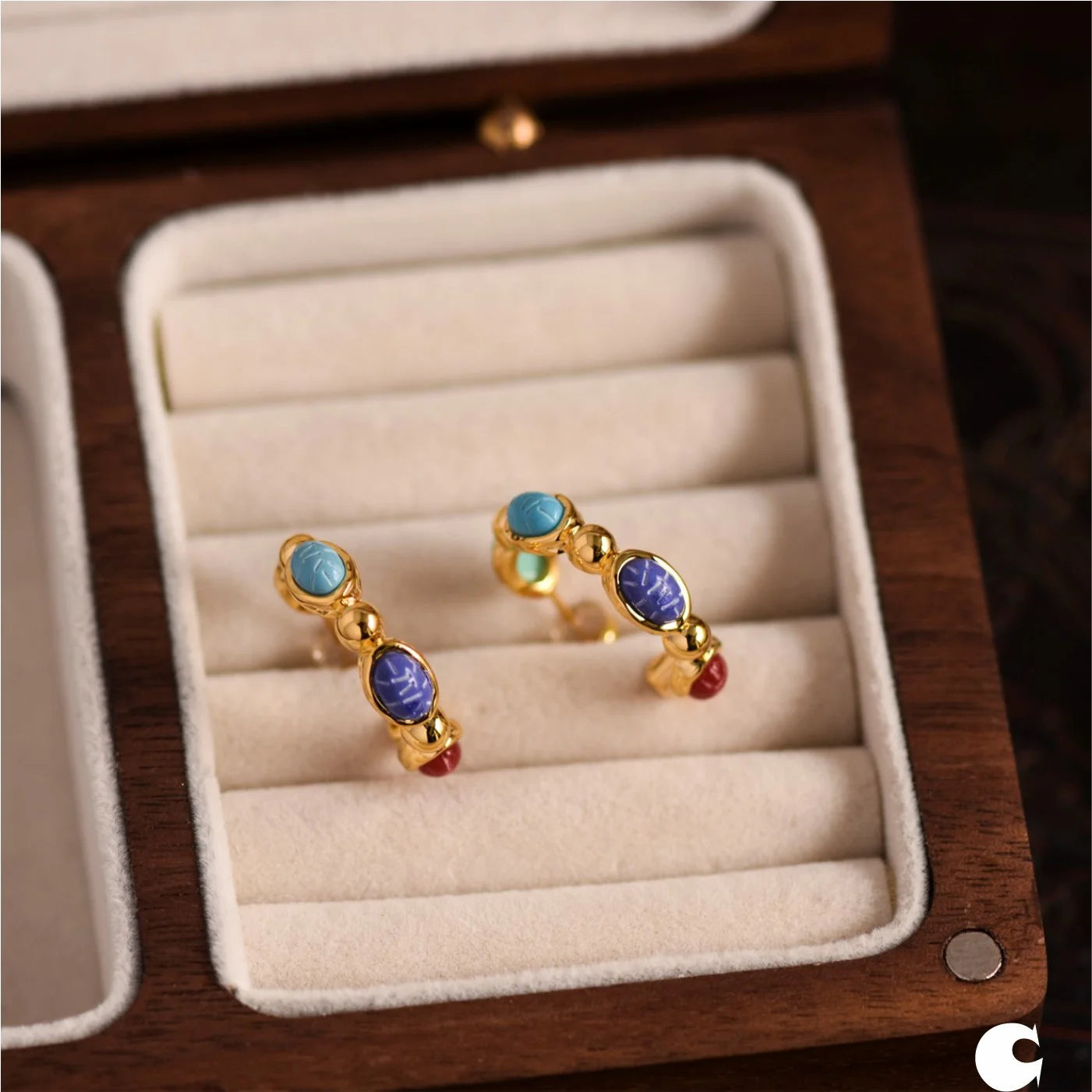 Brass Colorful Beads CC  Drop Earrings Women Jewelry Punk Party T Show Gown Runway Korean Japan INS