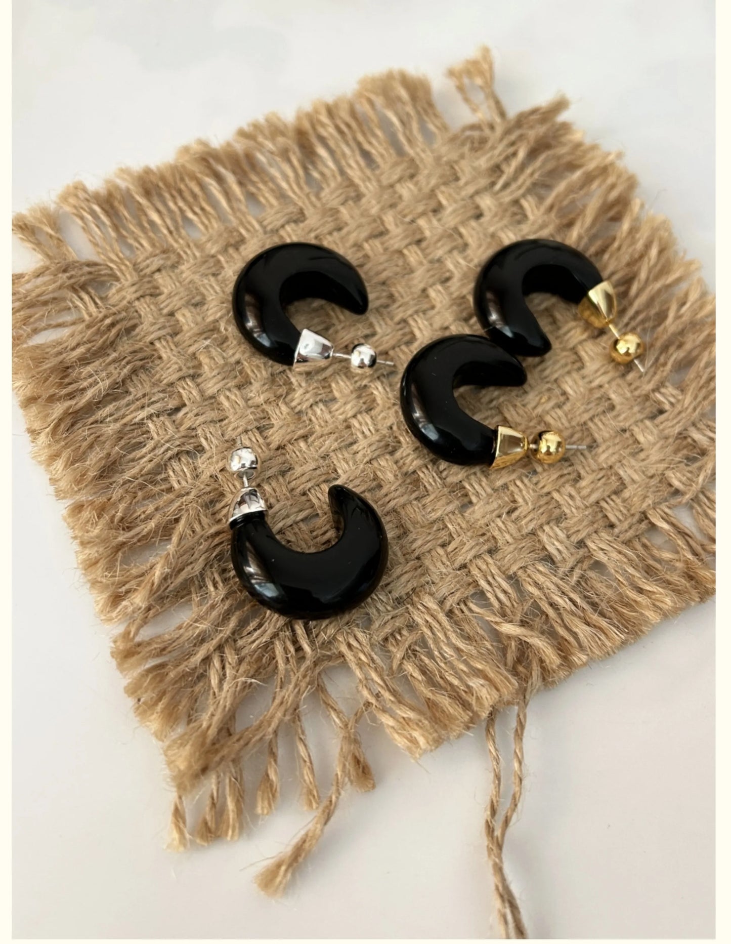 Brass Retro Black Jade CC Hoop Earrings Women Jewelry Punk Party T Show Gown Runway Trendy  Korean Japan Israel  Style INS