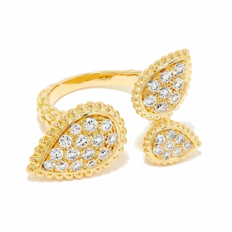 Brass With 18 K Gold AAA Zircon Eyes Ring Women Jewlery Stuning Designer T Show Club Cocktail Party Rare Japan Korean