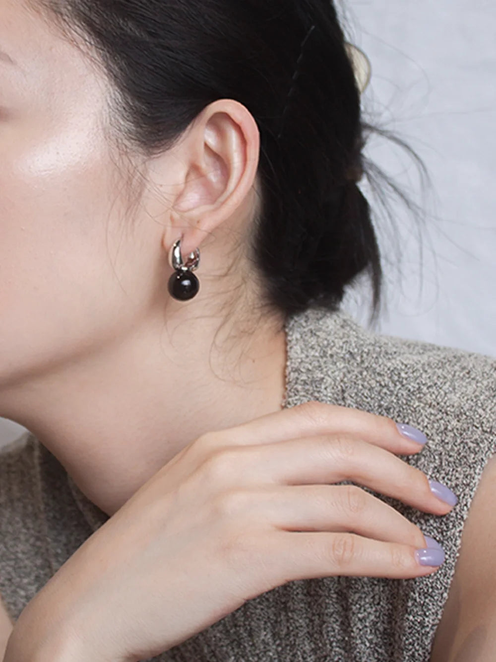 Brass Sweety Black Jade Pearl Earrings Women Jewelry Punk Party T Show Gown Runway Korean Japan INS