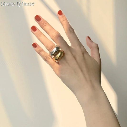 Brass Geo Round Stackable Ring Women Jewelry Punk Cocktail Party DesignerHiphop Club Party Gown Amazing Gift Trendy Top Jewelry