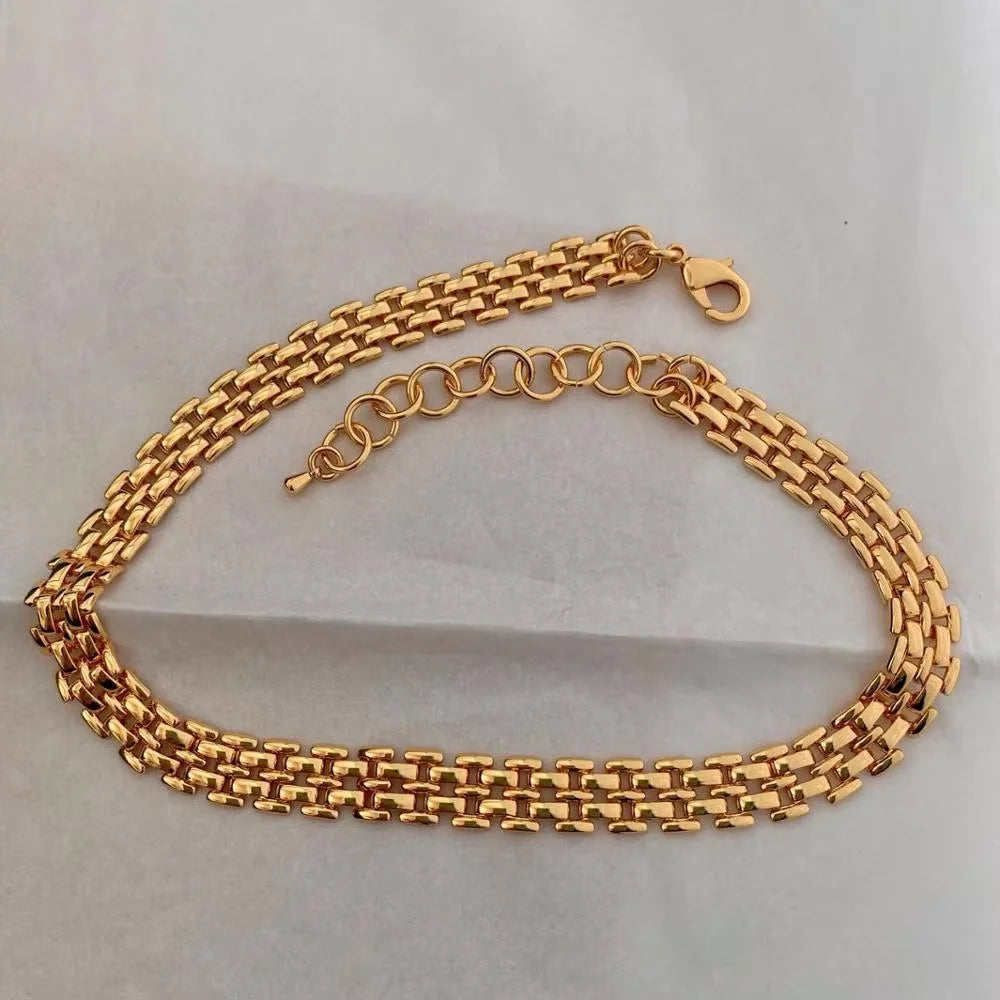 Brass With 18K Gold Pave Chunky Statement Bracelets Designer T Show Runway Gown Jewelry Rare INS Japan Korean