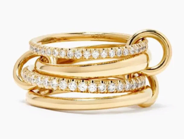 S925 Silver AAA Zircon Colorful  Link Chain Rings Women Jewlery Designer T Show Club Cocktail Party Rare Japan Korean INS