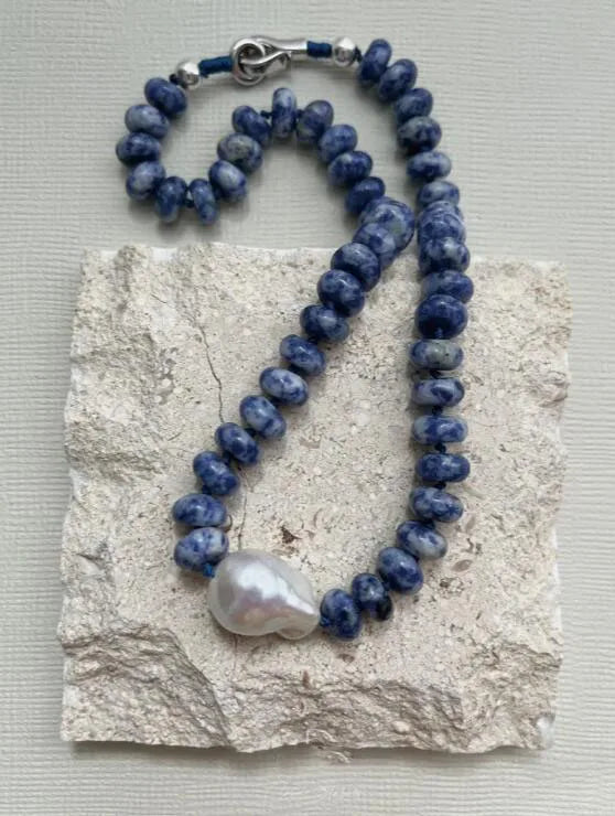 Brass Natural Lazurite Baroque Pearl Choker Necklace Women Jewelry Punk Designer Runway Rare Gown Boho Japan Korean