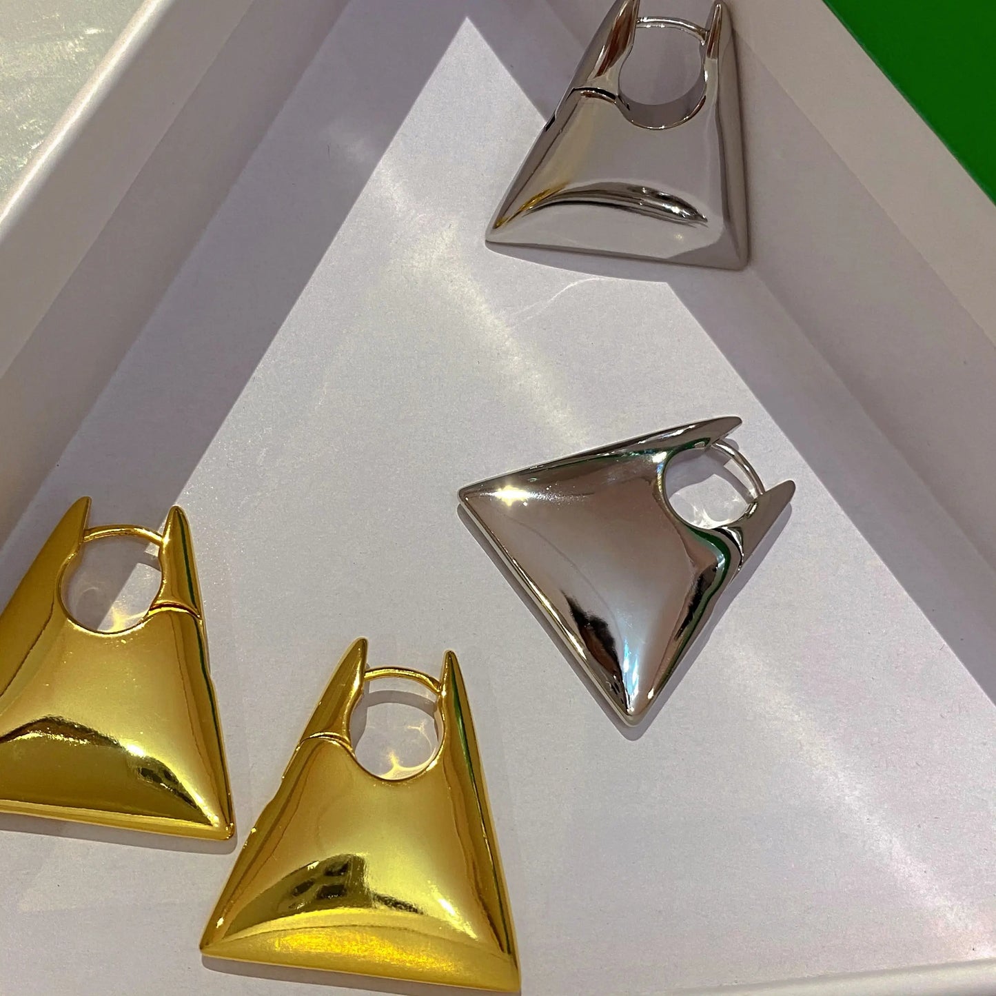 Brass With 18k Gold Triangle Hoop Earrings Women  Jewelry Party T Show Gown Punk Gothic Top Runway Korean Japan