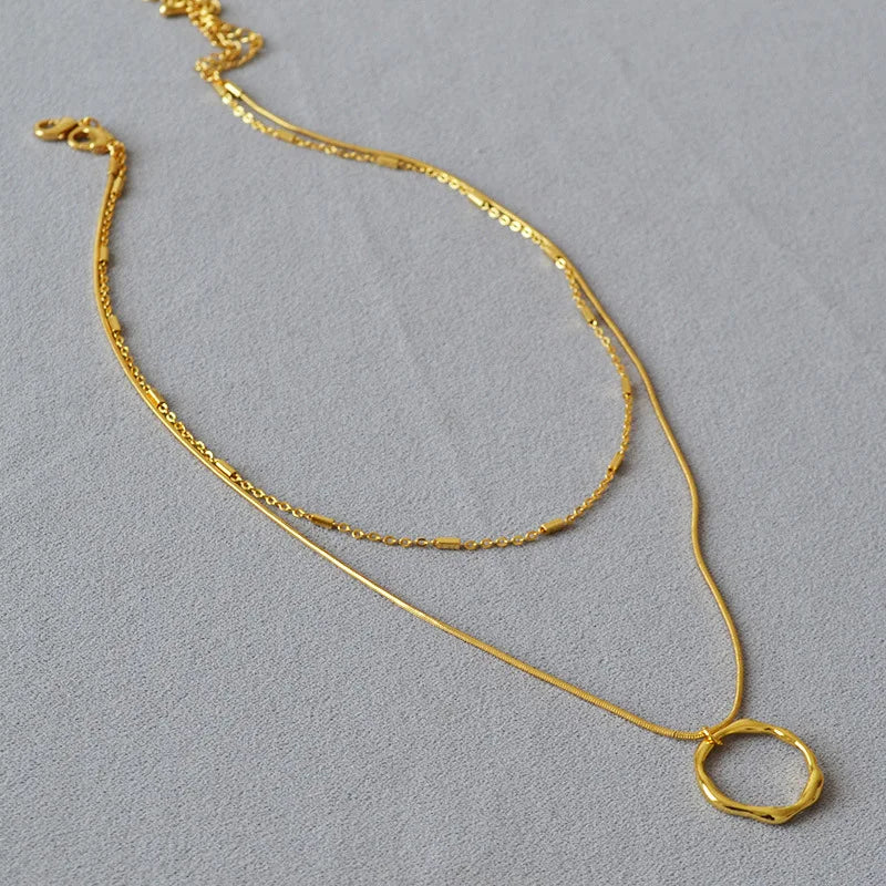 Brass With 18K Gold Snake Chain Beads Layered Necklaces Women Jewelry Punk Hiphop Designer Runway OL Gown Boho Top Japan