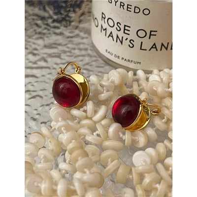 Brass Stunning Retro Colorful Half Ball Stud  Earrings Women Jewelry Punk Party T Show Classic Gown Runway  Korean Japan  Style