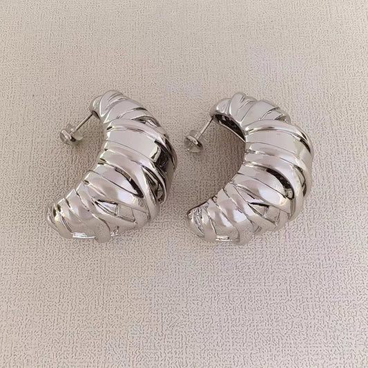 Brass With 18K Cutout Moon Hoop Earrings Women Jewelry Punk Party T Show Gown Runway Korean Japan INS