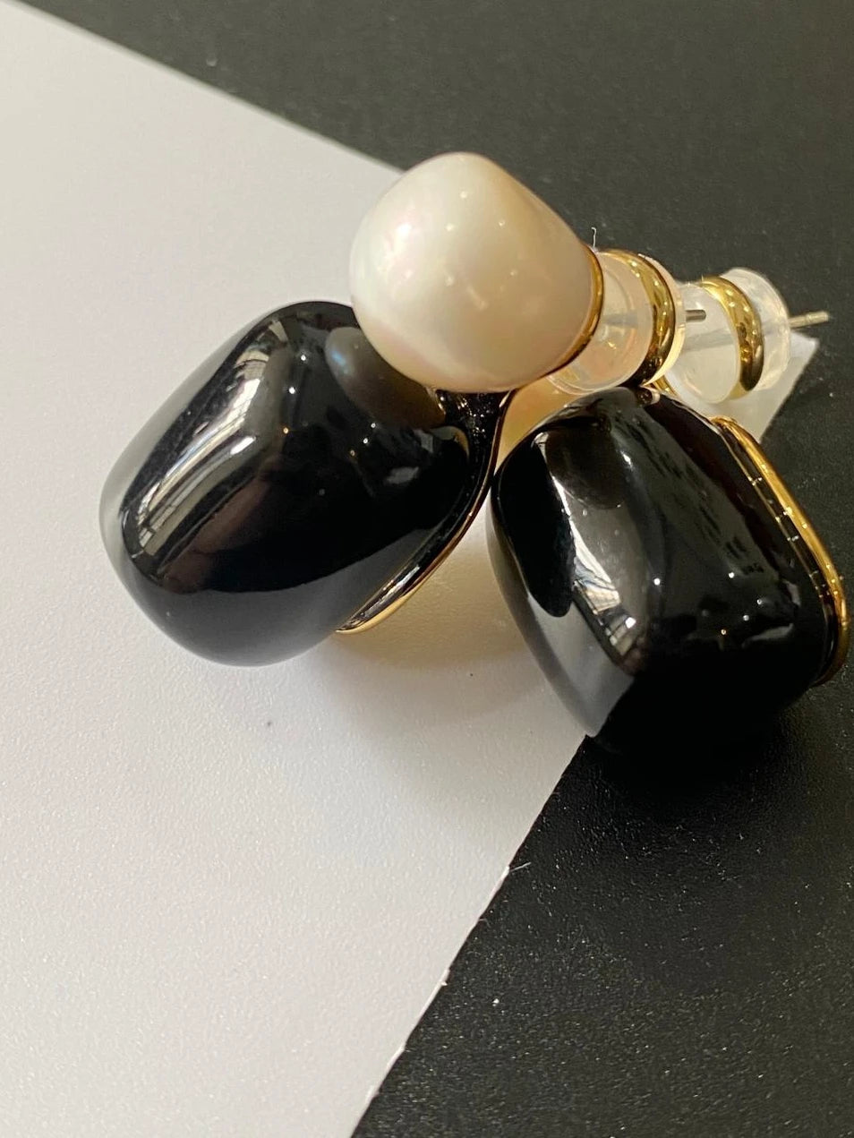 Brass Real Natural Pearl Geo Earrings Women Jewelry Punk Party T Show Gown Runway Trendy  Korean Japan Israel  Style INS