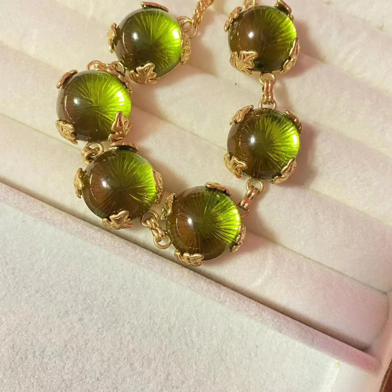 Brass Colorful Chunky Glass Crystal Beads Bracelet Women Men Lover Jewelry Designer T Show Runway Gown INS Japan Korean