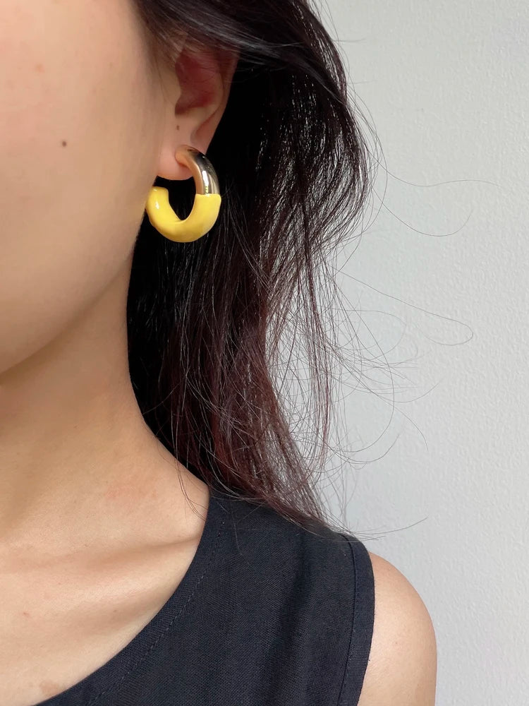 Brass With 18k Gold Colorful CC Drop Earrings Women Jewelry Party T Show Gown Runway rare Top Korean Japan Trendy INS