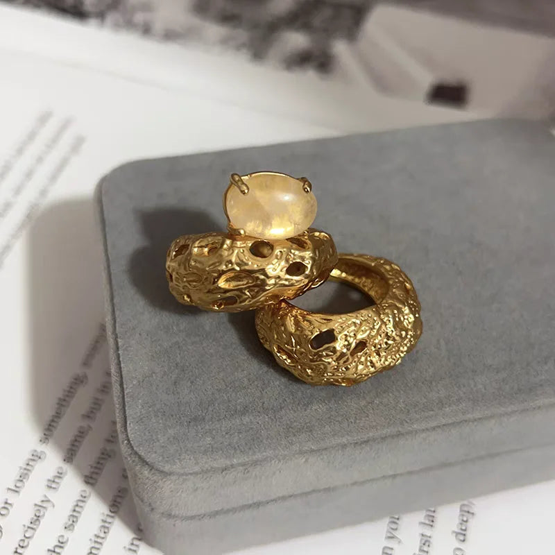 Brass White Crystal Solid Floral Rings Punk Gothic Party Designer Club Cocktail Party Gown Amazing Gift Trendy Top Jewelry