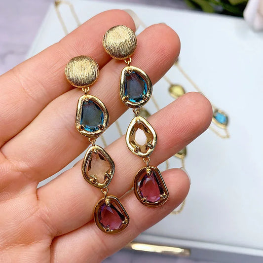 Brass Stuning Colorful Bead sPendant Necklaces Women Jewelry Punk Hiphop Designer Runway Rare  Gown Boho Top Japan Korean
