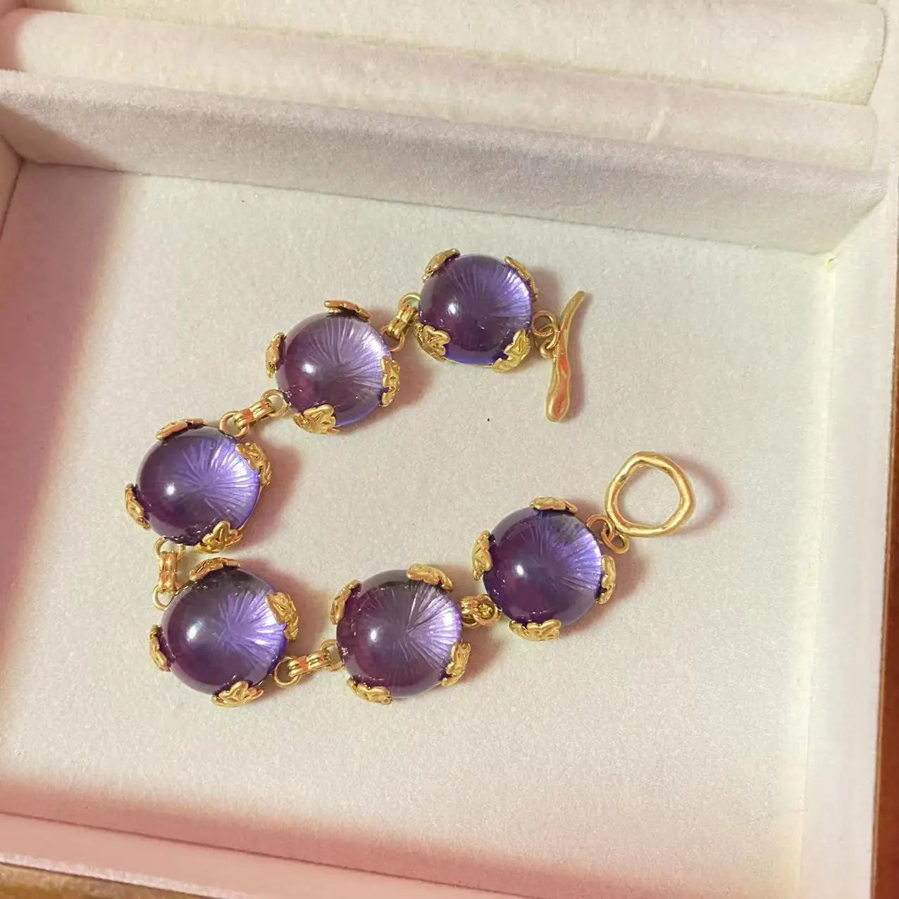 Brass Colorful Chunky Glass Crystal Beads Bracelet Women Men Lover Jewelry Designer T Show Runway Gown INS Japan Korean