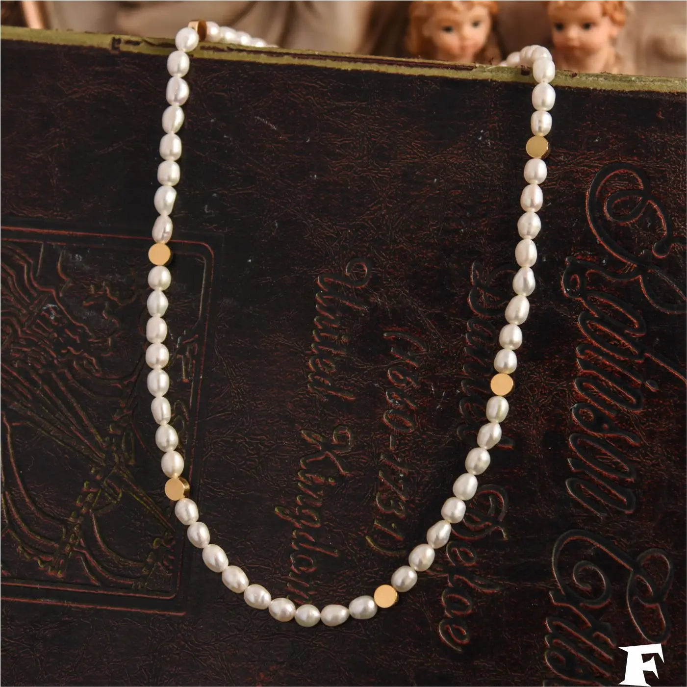 Brass With 18K Freshwater Pearl Natural Beads Necklace Women Jewelry Punk Designer Runway Rare Gown Boho Japan Korean
