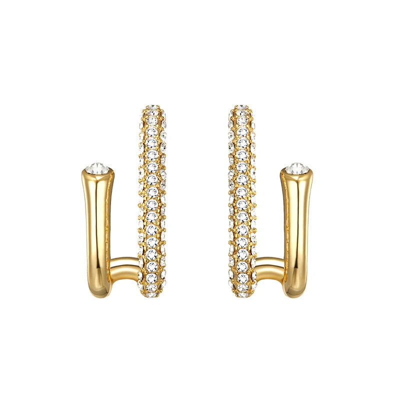 Brass With 18K Gold AAA Zircon Twist Earrings Women Jewelry Punk Party T Show Gown Runway Trendy  Korean Japan  Style INS