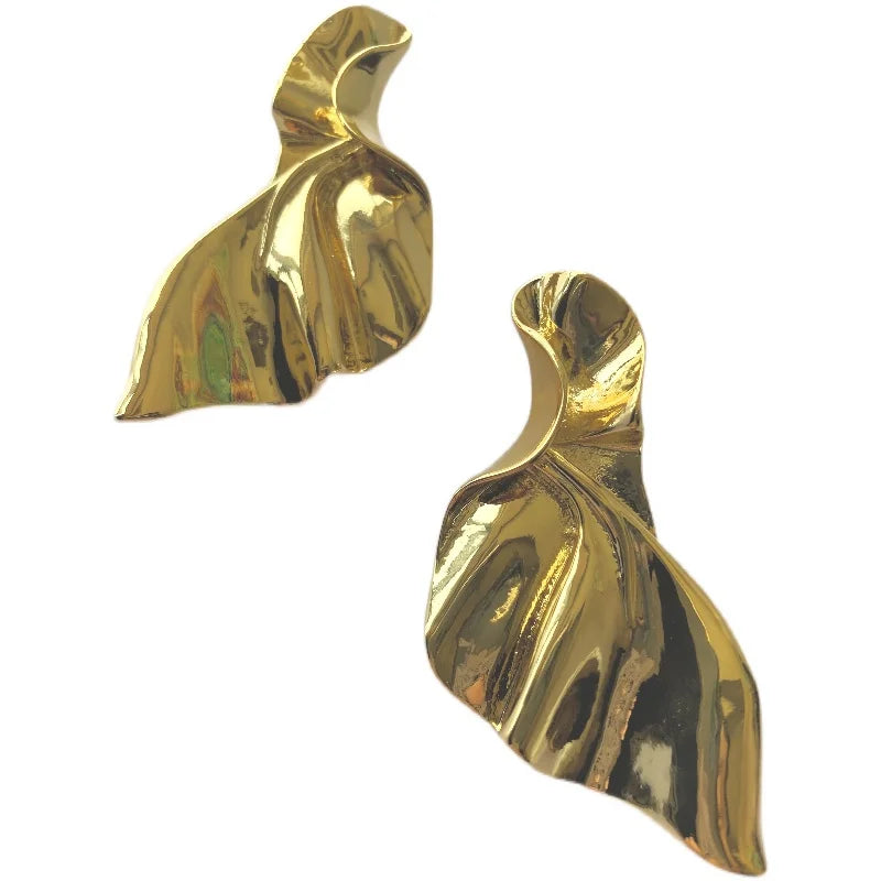 Brass With 18K Irregular Statement Drop Earrings Punk Party Gown Runway rare Boucle d'oreille Korean Japan Style Fashion