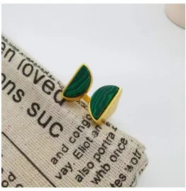 Brass With 18 K Gold Retro Natual Stone Rings Women Jewelry Punk Designer Club Cocktail Party Japan Korea Fashion