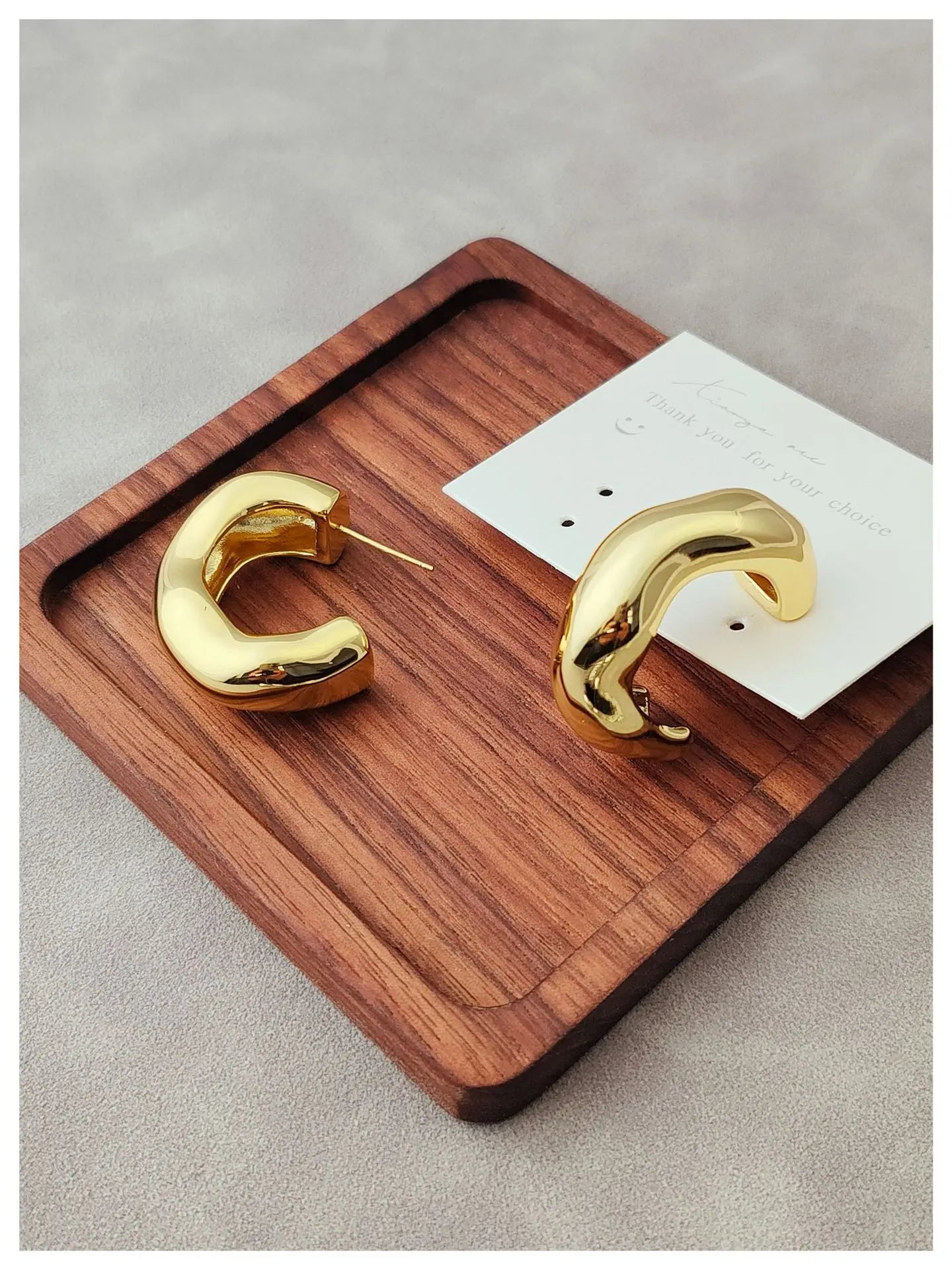 Brass Retro Chunky Irregular CC Hoop Earrings Women Jewelry Punk Party T Show Gown Runway Korean Japan INS