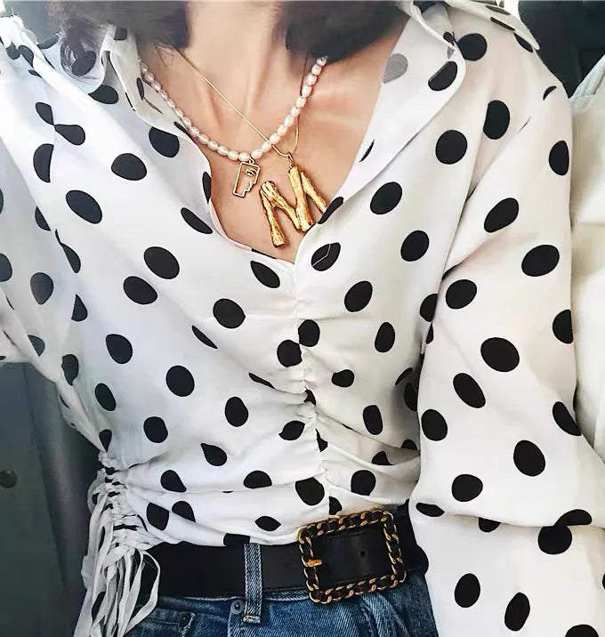 Brass With 18K Gold Big Pendant 26 Letter Necklace Women Jewelry Designer T Show Party Runway Boho Japan Korea