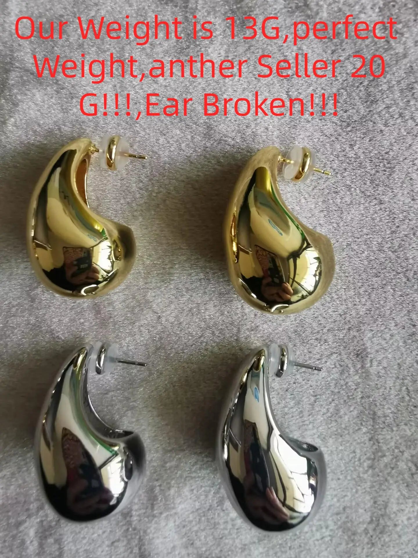 Brass Water Drop Half Empty Stud Earrings Women Jewelry Punk Party T Show Gown Runway Trendy  Korean Japan Israel  Style INS