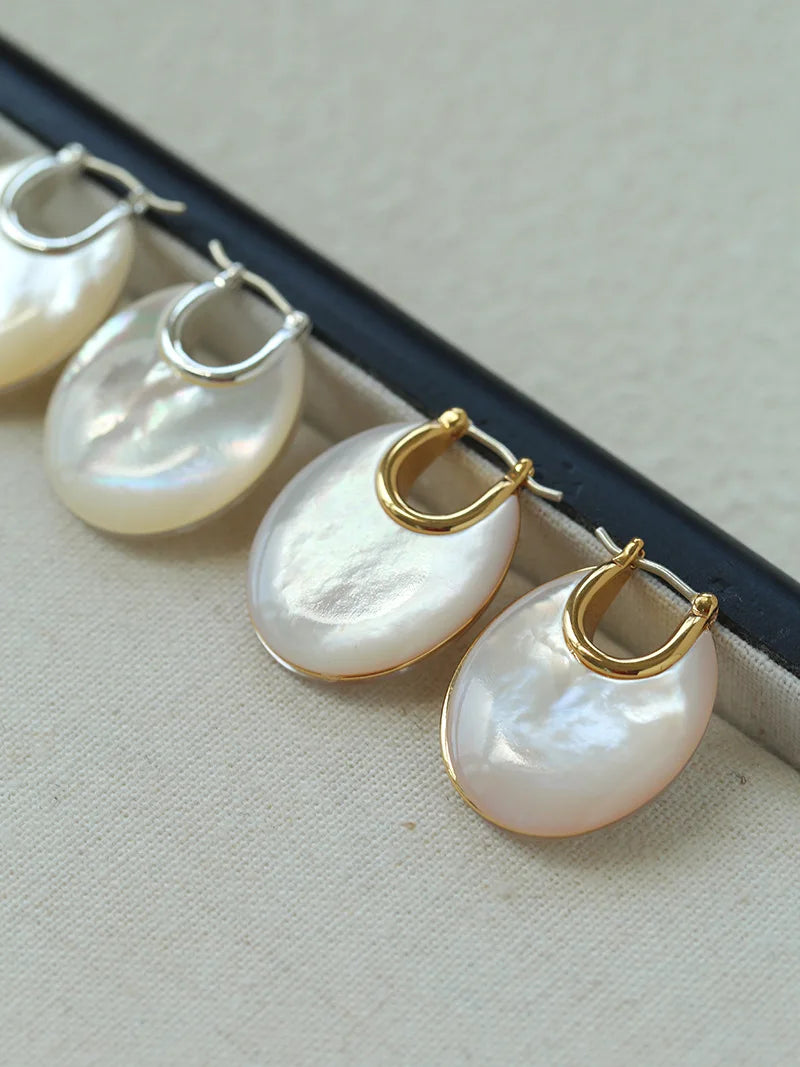 Brass With 18K Gold Shell Hoop Earrings Women Jewelry Punk Party T Show Gown Runway Korean Japan INS