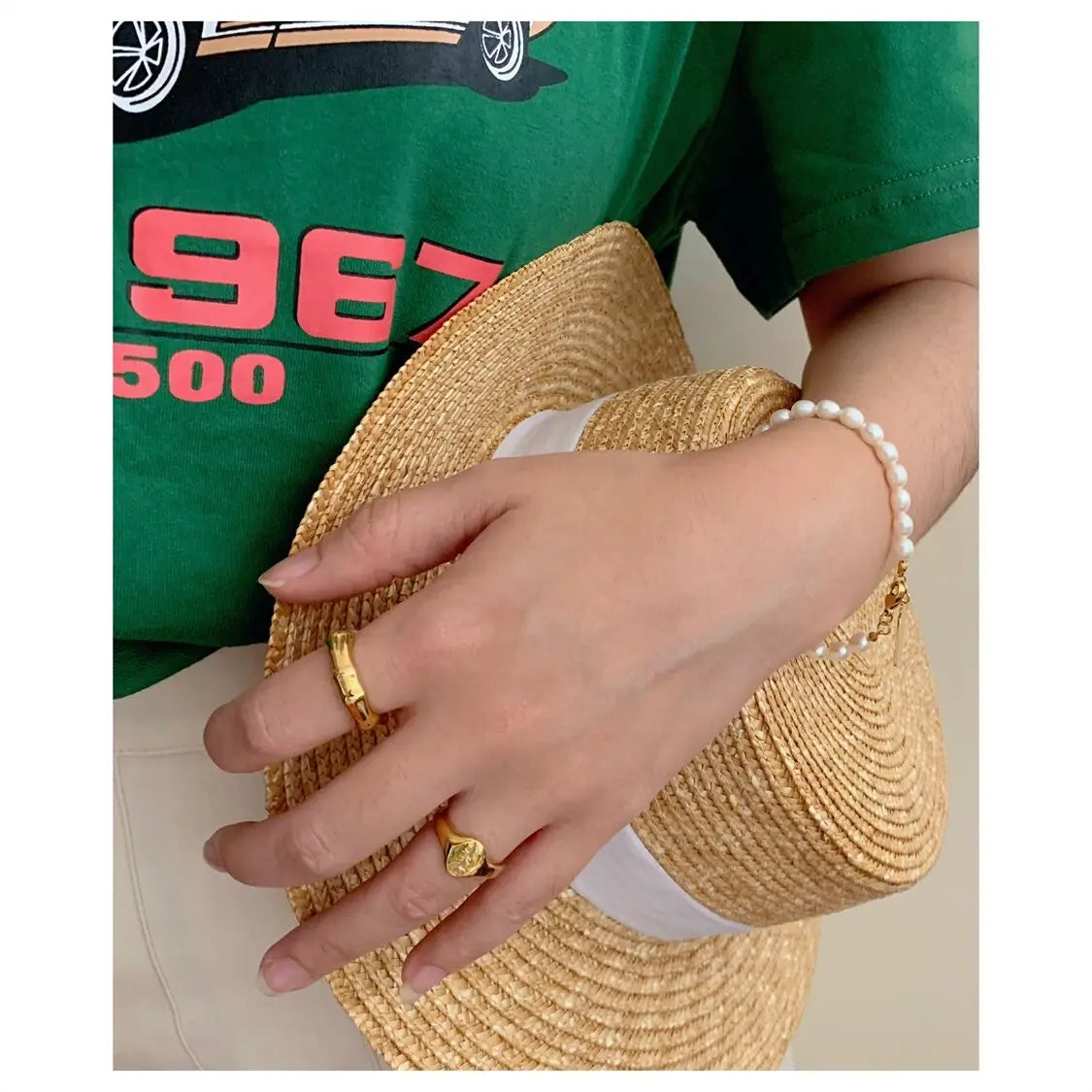 Titanium With 18K Love Real Natural Pearl Bracelets Women Jewelry Chic Gown Sweet Boho Trendy Japan Korean