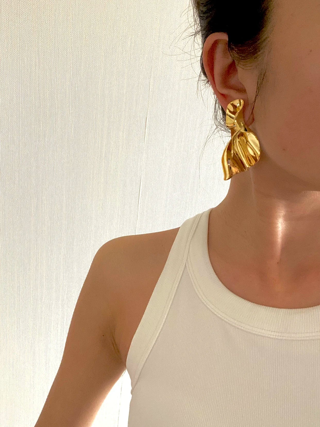 Brass With 18K Irregular Statement Drop Earrings Punk Party Gown Runway rare Boucle d'oreille Korean Japan Style Fashion