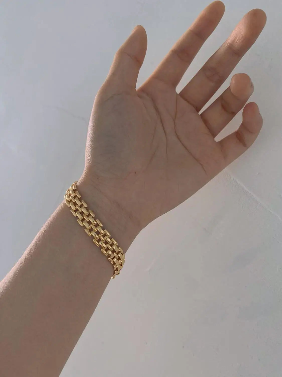 Brass With 18K Gold Pave Chunky Statement Bracelets Designer T Show Runway Gown Jewelry Rare INS Japan Korean