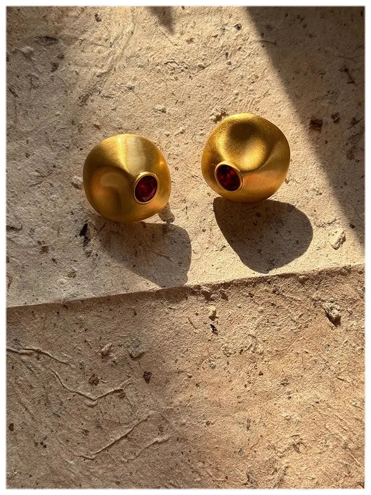 Brass With 18K Gold Retro Rhinestoned Beads Earrings Women Jewelry Punk Party T Show Gown Runway Korean Japan INS