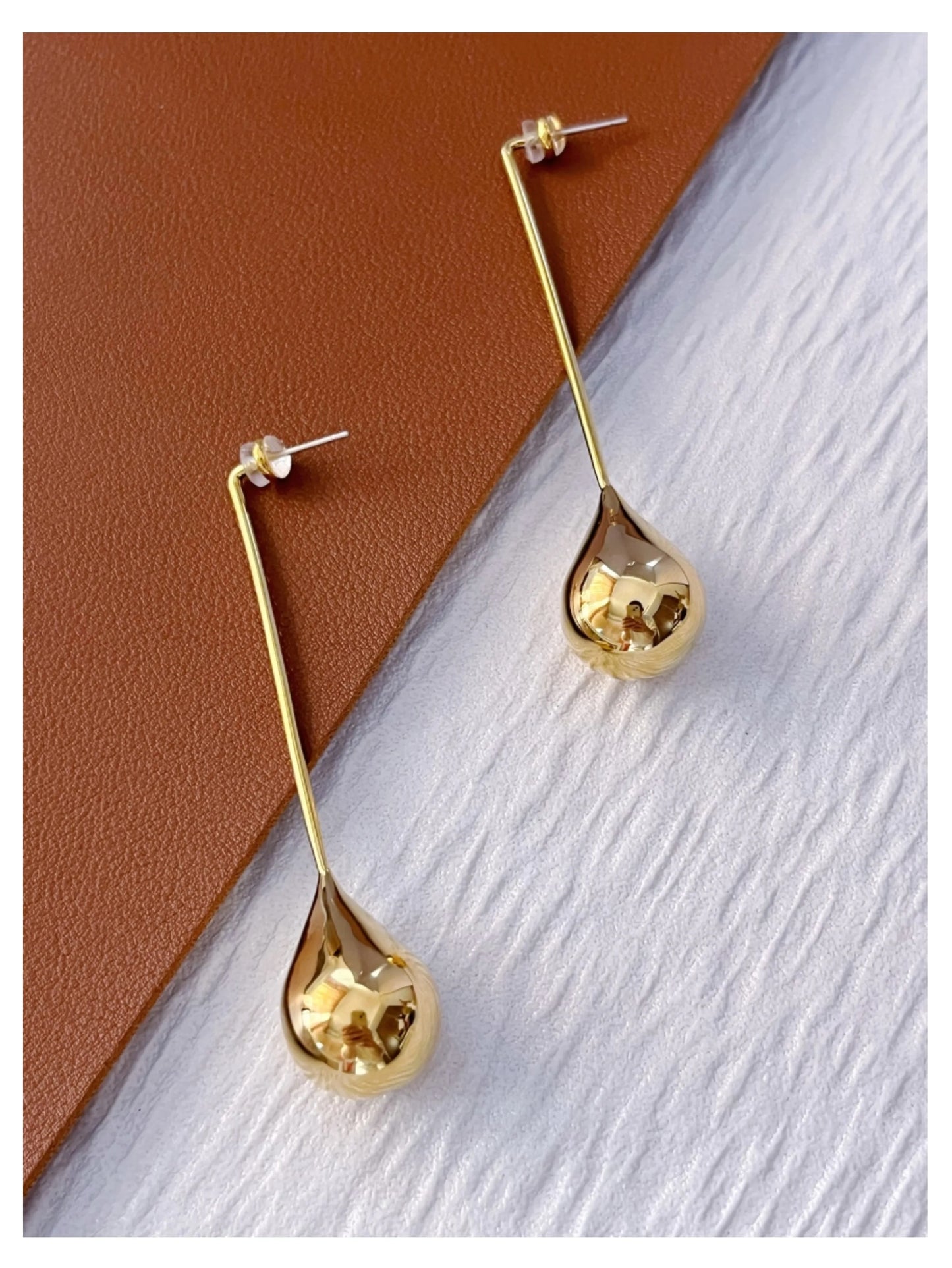 Brass With 18K Water Drop Long Dangle Earrings Punk Party Gown Runway rare Boucle d'oreille Korean Japan Style Fashion