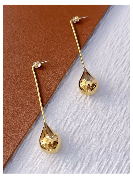 Brass With 18K Water Drop Long Dangle Earrings Punk Party Gown Runway rare Boucle d'oreille Korean Japan Style Fashion