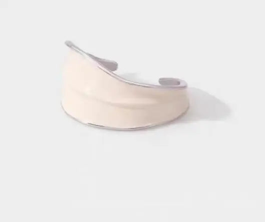 Brass With White Gold Chunky White Enamel Bangle Women Jewelry Designer T Show Runway Gown Rare INS Japan Korean Trendy