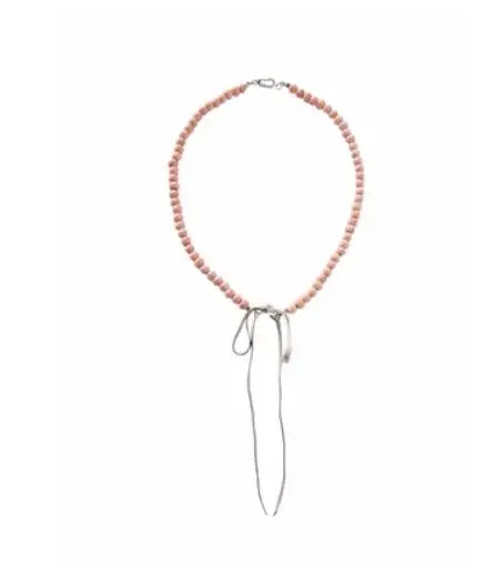 Brass Natural Beads Tassel Knot Necklace Women Jewelry Punk Designer Runway Rare Gown Boho Japan Korean