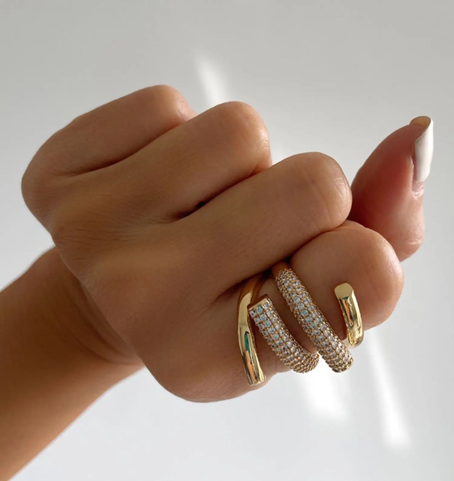 Brass Stunning  AAA Zircon WAVE  Ring Women Jewelry Designer T Show Club Cocktail Party Rare Hiphop Japan Korean