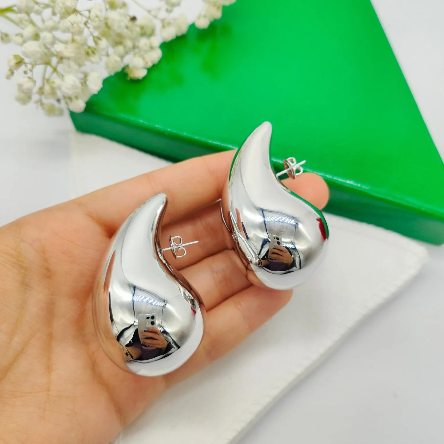 Brass Chunky Huge Size 5CM 4CM 3CM Water Drop Earrings Women Jewelry Punk Party T Show Gown Runway Korean Japan INS