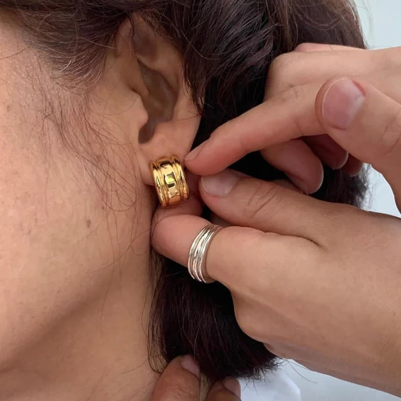 Brass Silver Color Solid Rings Women Jewelry Punk Style Designer Club Cocktail Party Gown Amazing Trendy Boho Korean Japan